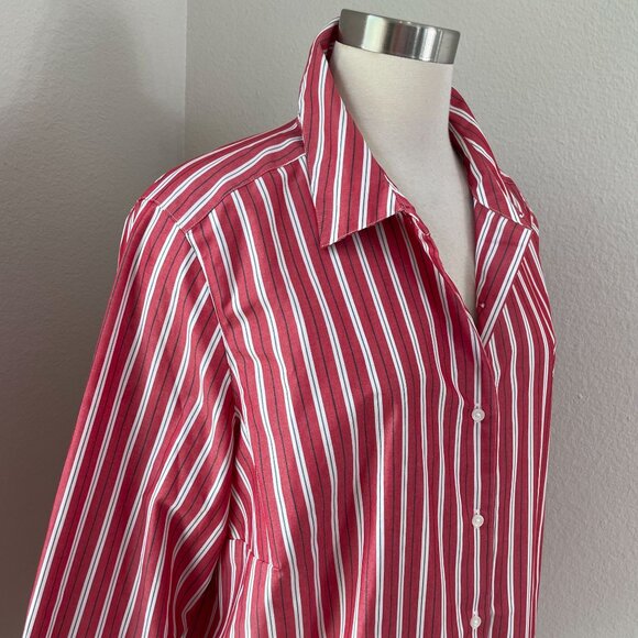 Foxcroft Appleseeds Womens Plus 18W Wrinkle Free Striped Button Up Shirt Shaped - Picture 2 of 9
